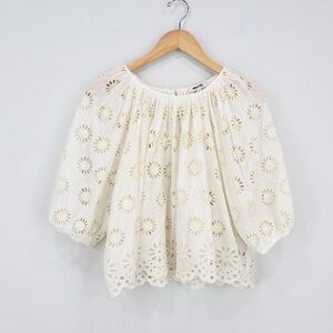 Chic Ivory Eyelet Blouse for Women